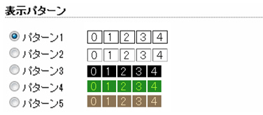 「表示パターン」では、カウンターの数字の色や、背景を変更することができます。